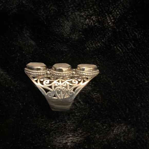 Sz 8 Stainless Steel 3 Moonstone Ring - Picture 2 of 3